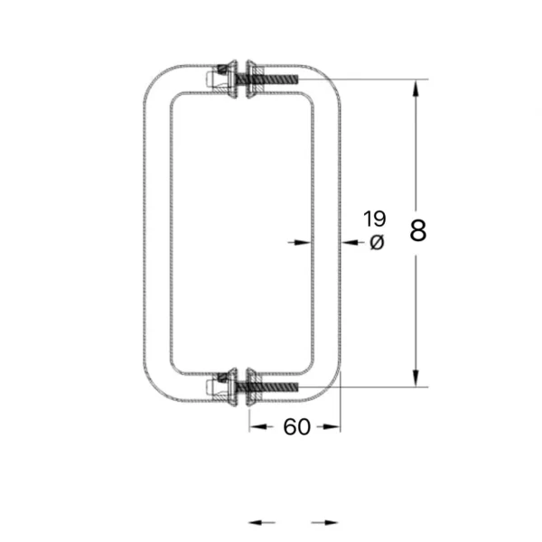 D handle 203mm (8inch) shower door handle - Image 3