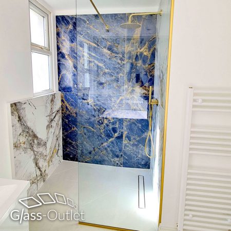 Fixed Shower Screen with Satin Brass U-Channel