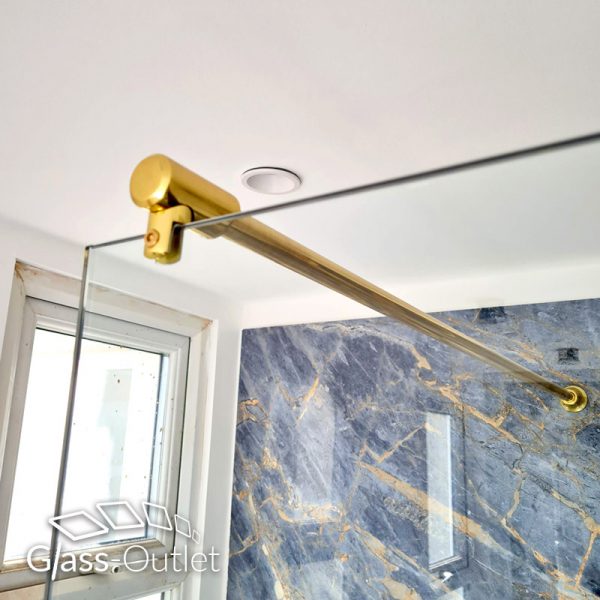 Fixed Shower Screen with Satin Brass U-Channel - Image 2